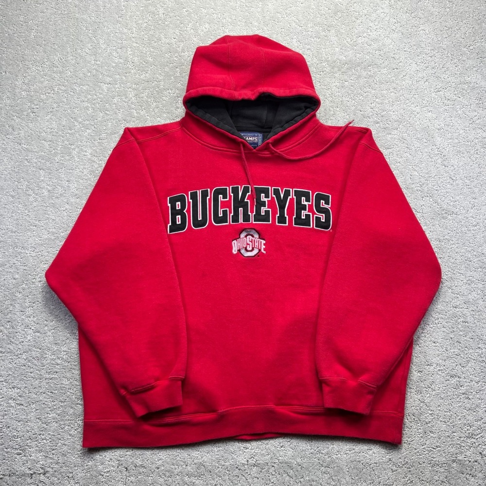 VINTAGE Champs Sports Ohio State Buckeyes Hoodie Mens 2XL Red Embroidered‎ NCAA